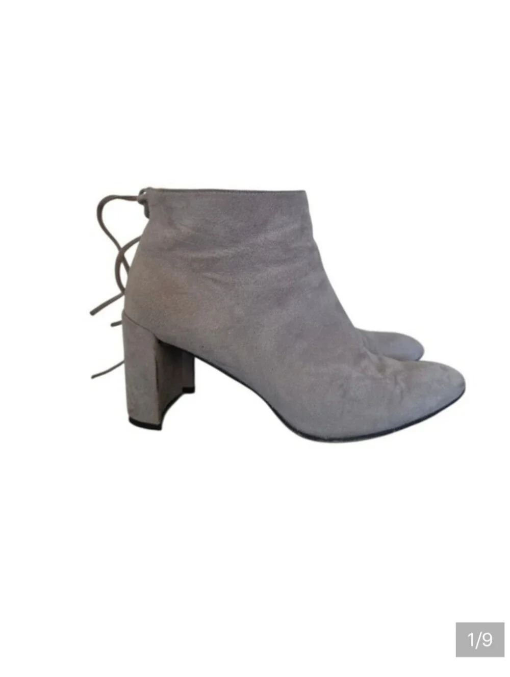 Stuart Weitzman Suede Gray Old Money Quiet Luxury Preppy Heels Booties sz 6‎